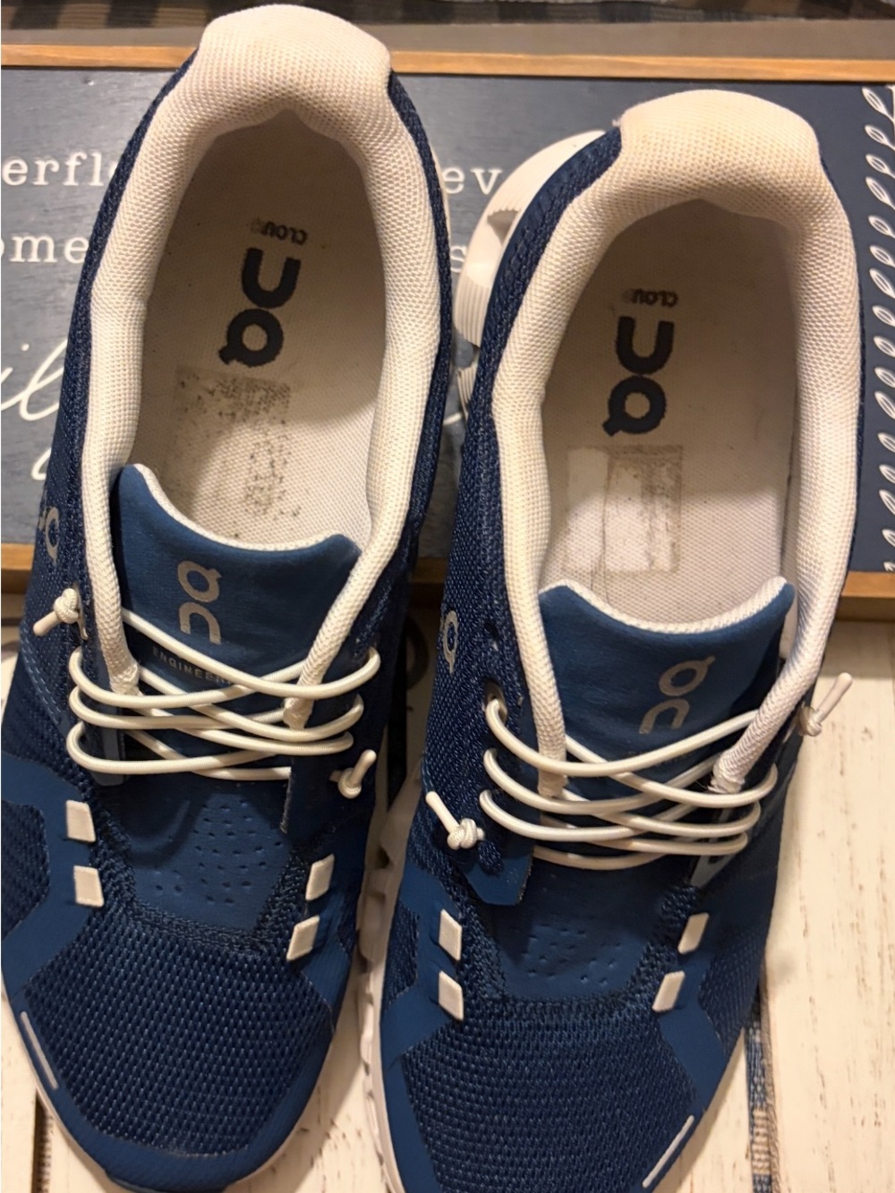 Women’s OnCloud Running Blue and White Athletic Sneakers - Picture 10 of 10